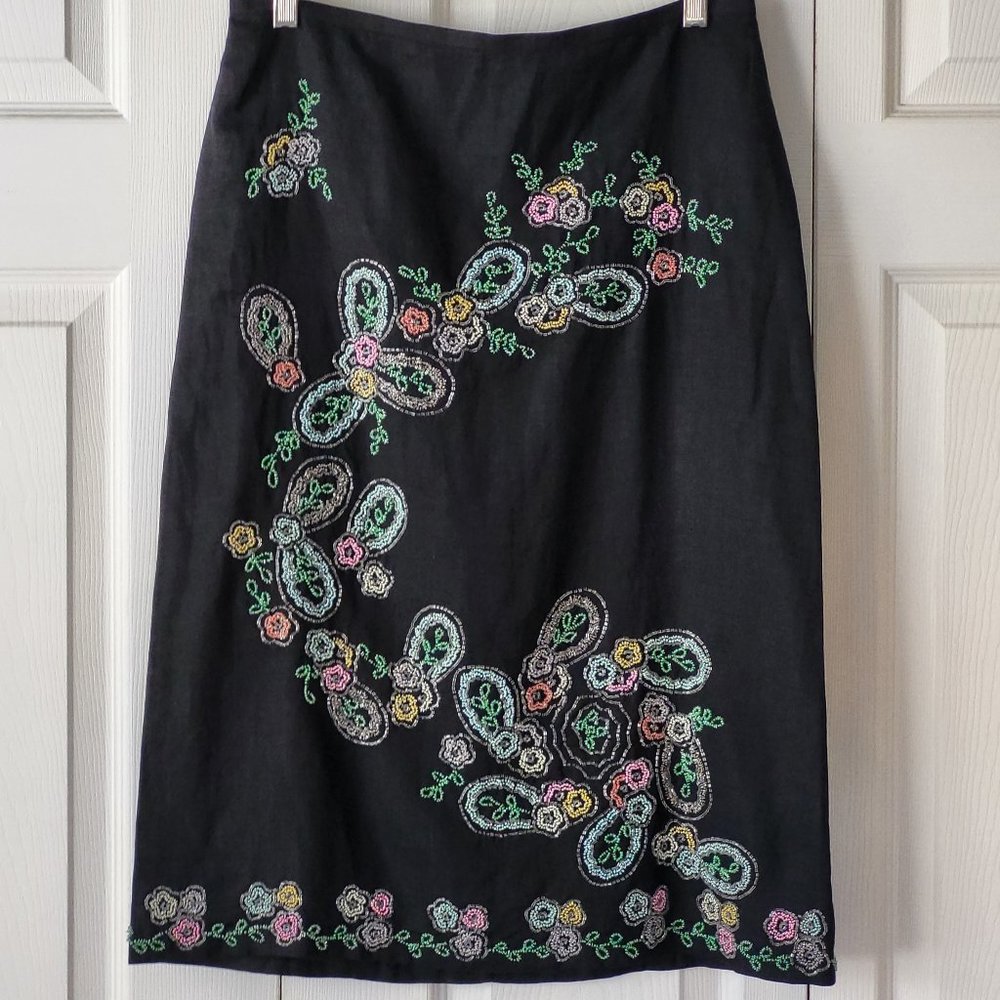 Spectacular Beaded A-Line Black Skirt Size 4